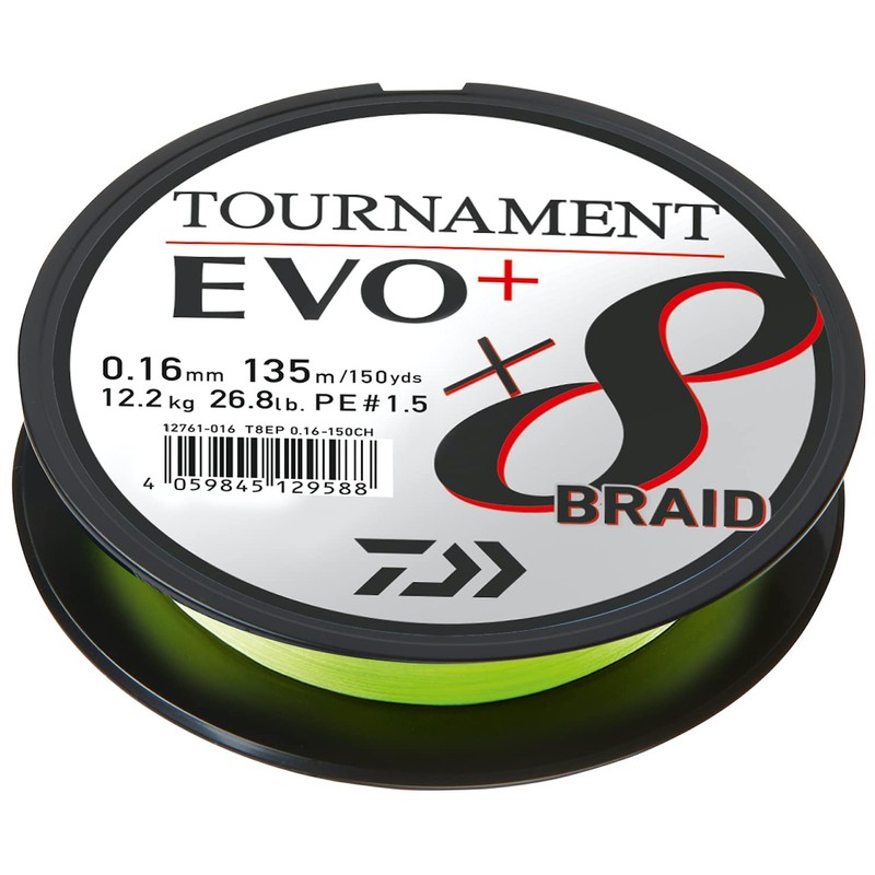 Daiwa Tournament x8 Braid EVO+ 0.26 mm, 19.8 kg/43.7 lbs,