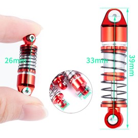 ZuoLan RC Auto Stoßdämpfer 33mm Oil Absorber Dämpfer for AXIAL SCX24 1/24th RC Crawler Car Upgrade Parts (Rot)