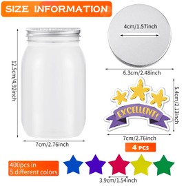 400 Pcs Reward Jar With Star Tokens,Reward Charts for Children Behaviour,Reward Jar With Stars Incentive Jar Good Behavior Jar Potty Train Tool Reward Board for Kids Home School Classroom