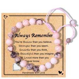Chuchoter Perfect Teen Girls Gifts,To My Daughter/Granddaughter/Niece Bracelet,Sweet Heart Natural Stone beaded Bracelet,Birthday Christmas Valentines Graduation Gifts (always-pink)
