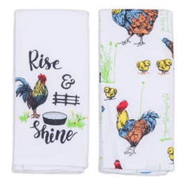 FRENCH BREAD Everyday Kitchen Towels - Set of 2 | Dual-Sided Design, Highly Soft & Absorbent | 100% Cotton, Lint-Free | Rise & Shine Print | 15" X 25"
