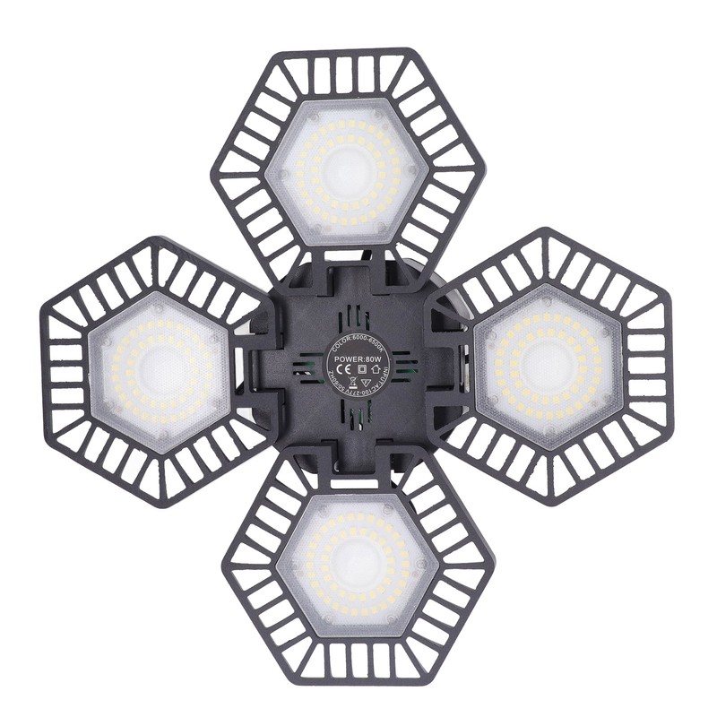 LED Garage Light Cool White 80W 4 Panel 90 Degree