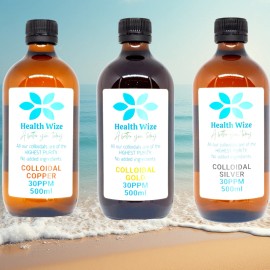 Cobre coloidal, oro coloidal y plata coloidal 3 botellas 500 ml cada una COMBO