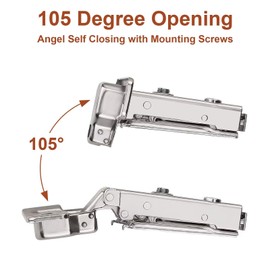 10 Pairs （20 Pack） Soft Close Kitchen Cabinet Door Hinges fit for Face Frame Cabinet,105 Degree Opening Angel Self Closing with Mounting Screws by Probrico