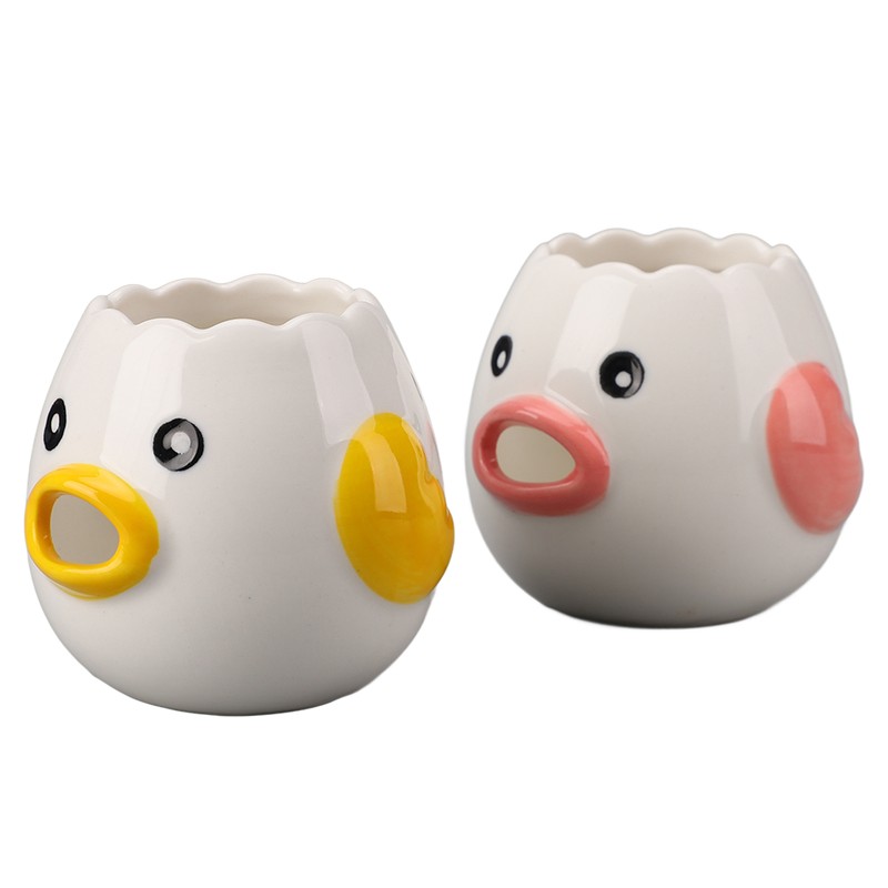 2pcs Egg Separator Ceramic Chicken Shaped Egg Yolk White Filter