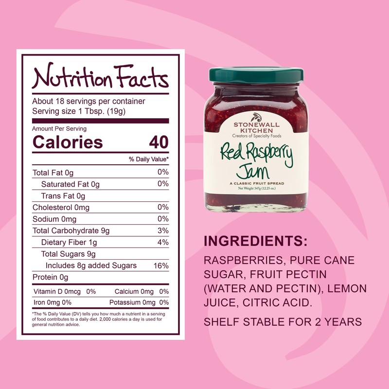Stonewall Kitchen, non GMO, Red Raspberry Jam, 12.5 oz. Jar,