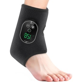 Masajeador de pies y tobillos, almohadilla térmica inalámbrica para tobillos con función de masaje, tobillera térmica con masajeador, 6 niveles de calor y 3 modos de vibración