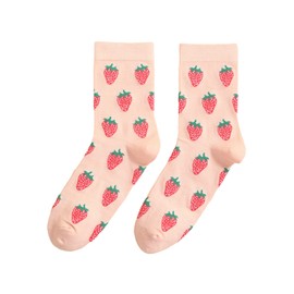 SHENHE Women's Striped Letter Print Athletic Running Above Ankle Crew Socks Pink Strawberry Print 36-39