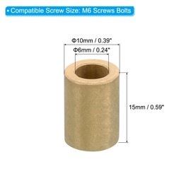 PATIKIL M6 Brass Spacers, 12 Pcs Metal Spacer Brass 6mm ID x 10mm OD x 15mm L Brass Spacers Screw Standoff for 1/4inch or M6 Screw Bolts