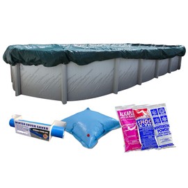 Buffalo Blizzard Ripstopper Green Winter Cover for 15-Foot-by-30-Foot Oval Above-Ground Swimming Pool | 4-Foot Overlap Allows for Secure Installation | Winter Closing Kit Included