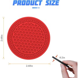 XINLIYA 4PCS Car Cup Coaster, PVC Non-Slip Cup Holders Insert Coaster, 2.75 Inch Waterproof Drink Mat for Women and Men, Car Accessories Tabletop Protection and Decor for Most Car (Red)