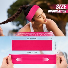 Hotop 12 Pack Sport Headbands for Women Elastic Soft Fabric Hair Bands Sweatbands for Yoga Gym Running Workouts Washing Face Daily Use(Rose Red)