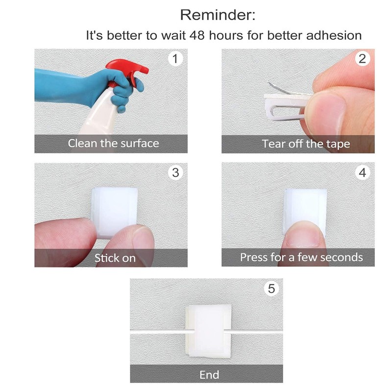 PETKNOWS 80 PCS Light Strip Mounting Clips White Self Adhesive