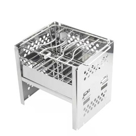 Grafner 2-in-1 foldable camping stove, can also be used as a mini grill, stainless steel, low smoke, with bag, folding cooker, grill, foldable mini wood oven, cooker, survival pocket grill