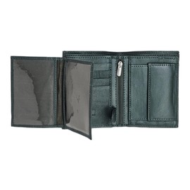 Soft Genuine Leather Wallets for Men | RFID Blocking Card Holder | Coin Pocket Bifold Purse Wallet | 3 Id Display Pockets | 2 Zipped Pouches (Green)