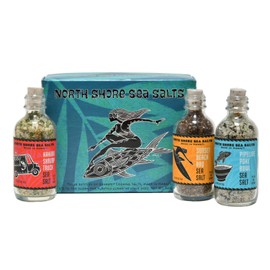 Sea Salts of Hawaii North Shore Sea Salts Variety Pack, 3-2oz. Bottles of Sea Salt - Pipeline Poke, Sunset Beach BBQ, Kahuku Shrimp - Made in Hawaii