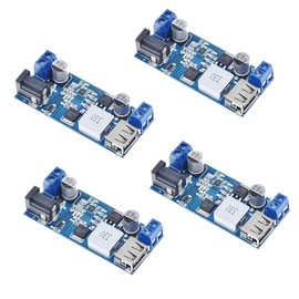 iHaospace 4 x DC-DC 24V/12V to 5V 5A Step Down Converter, Voltage Converter 24V to 12V Step Down Power Supply Buck Converter Module with USB Port DC Plug Terminal Block