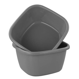 Yarebest 2-Pack Grey 18 Quart Dishpan Plastic Wash Basin Large Wash Tub
