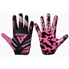 Beast AT Least Youth Football Gloves for Boys- Super Sticky Wide Receiver Gloves for Kids & Adults- Breathable Material Football Gloves Men with Phenomenal Design (Pink, Youth L/Adult S )
