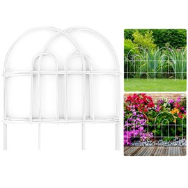 AMAGABELI GARDEN & HOME Decorative Garden Fence 18in x 50ft Rustproof White Iron Landscape Wire Folding Fencing Ornamental Panel Garden Border Fence Edge Patio Flower Bed Fencing Outdoor Fences ET298