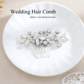 JAKAWIN Crystal Bridal Hair Comb Rhinestone Hair Clip Bride Wedding Hair Accessories for Women HC042 (Silver)