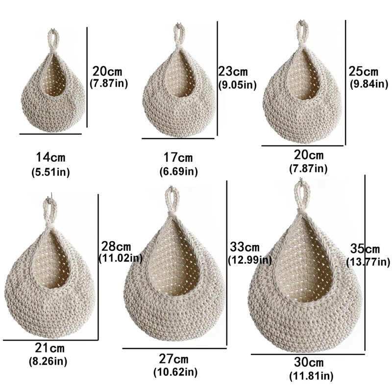 AIMALL Handmade Cotton Rope Wall Hanging Fruit Basket Storage Net