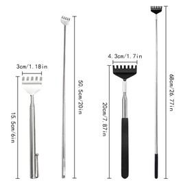 TRKETK 4 Pcs Back Scratcher, Portable Extendable Back Scratcher with Telescopic Handle Telescoping Scratching Tool Stainless Steel Back Scratcher Massager for Adults Men Women Head, Back Massage