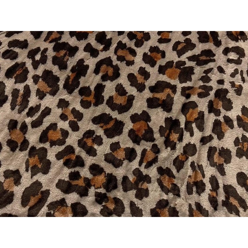 Double Sided Super Soft Cuddle Fleece Fabric Material Sand Leopard