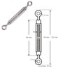 Turnbuckle M3 V4A Stainless Steel Pack of 4