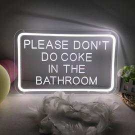 Planzo Please Don't Do Coke In The Bathroom LED Neon Sign Bedroom Living Game Room Man Cave Bar Pub Store Wall Art Decor Light Birthday Party Christmas Gifts 15.75" Indoors Cold White 5V USB