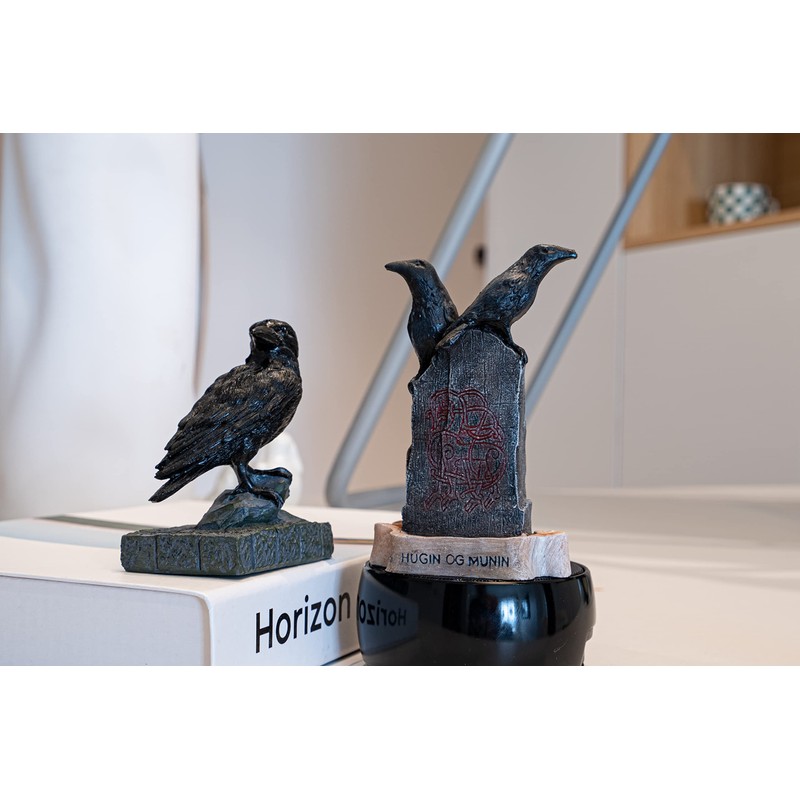 EASCHEER Raven On Rock Statue 3" Gothic Crow Scavenger Bird