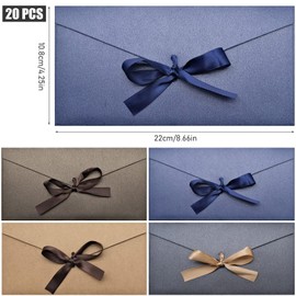 20pcs Gift Envelopes, Coloured Envelopes with Ribbons, Vintage Kraft Envelopes Money Envelopes for Invitations Greeting, Mother's Day, Thanksgiving, Newyear, Valentine's Day (22 * 10.8CM/4 Colors)