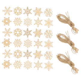 FONGKNOX 30 Pcs Wooden Snowflake 50mm Unfinished Wooden Ornaments Snowflake Cutouts Hollowed Snowflakes Blank Wood Hanging Slices for Crafts DIY Xmas Tree Decorations
