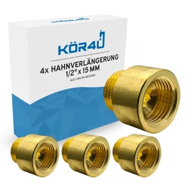 kör4u Tap Extension Brass 1/2 Inch x 15 mm Thread Extension Suitable for Drinking Water