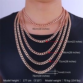 U7 Chain Set Men Hip Hop Jewelry Sexy Rose Gold Plated 7MM Wide Thick Cuban-Curb Necklace Bracelet, 20"/8.3"