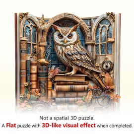 Wooden Puzzles for Adults, 275pcs Wood Bookcase Owl Puzzle, Unique Animal Shape Puzzles with Wood Box, 32 * 31cm Wooden Puzzle for Family Game and Birthday Gifts for Friend
