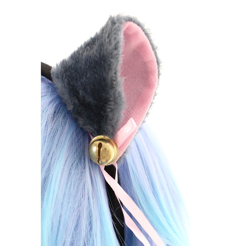 C-20-2 Grey Cat Paw Gloves Tail Collar Ears Headband Set