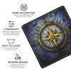 Compass Rose Coasters Square Leather Drinks Coaster Set with Holder