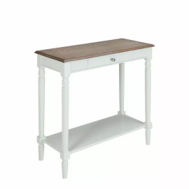 Convenience Concepts French Country Hall Table with Drawer and Shelf in Driftwood and White Wood