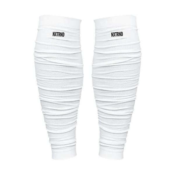Nxtrnd Football Leg Sleeves, Calf Sleeves for Men & Boys, Sold as a Pair (White)