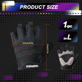 Reflective Workout Gloves for Men Women, Lightweight Gym Weight Lifting Gloves with Full Palm Protection & Grip, Breathable Fitness Exercise Gloves for Weightlifting Training Cycling (L)