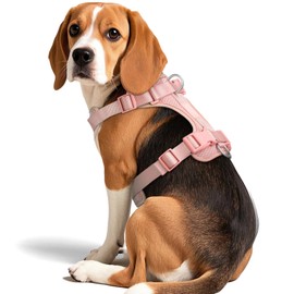 Wisedog Mesh Breathable Dog Harness: No Pull Harness with 3 Fast-Release Buckles Adjustable for Walking & Training for Small Medium Large Dogs (Pink, M: Neck=17"-22"/Chest=15"-28")