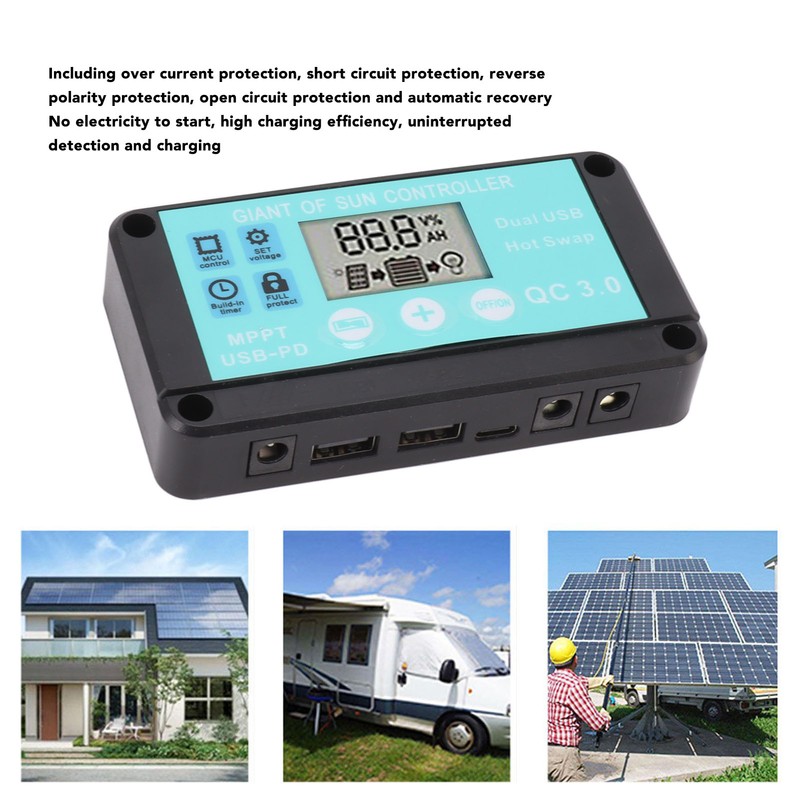 Solar Charge Controller Dual USB Output Fast Charging Solar Panel
