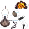 Small Tiffany Table Lamp Yellow Purple Rose Style Stained Glass