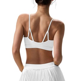 altiland Padded Sports Bra for Women, Comfort Fit Workout Yoga Bra with Light Support (White, 8)