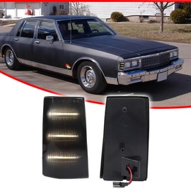 GTINTHEBOX Smoked Lens White LED Front Side Marker Corner Lights For 1981-1985 Chevy Impala/Chevy Caprice,1983-1986 Pontiac Parisienne,1983-1989 Pontiac Bonneville,1987-1989 Pontiac Safari