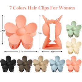 Flower Claw Clip 7 PCS Claw Clips, Hair Clips for Women Non Slip for Thick Hair Women Girls Gifts, 7 Colors