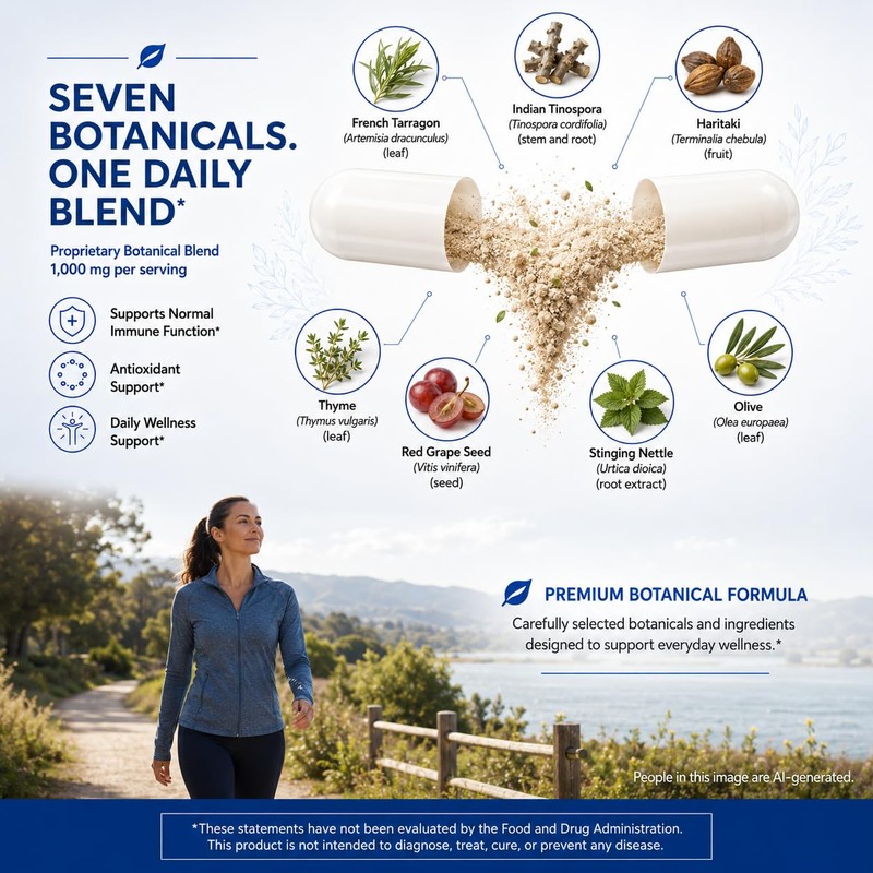 Botanical Complex Seven-Herb Wellness Blend 60 Capsules Supplement