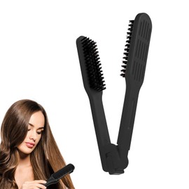aninako Twin Brush, Straight Brush, Pig Bristle, Hair Brush, Smooth, Anti-Static, Tangle-Free, Easy to Use, Comb Bristles, Curly Hair (Black)