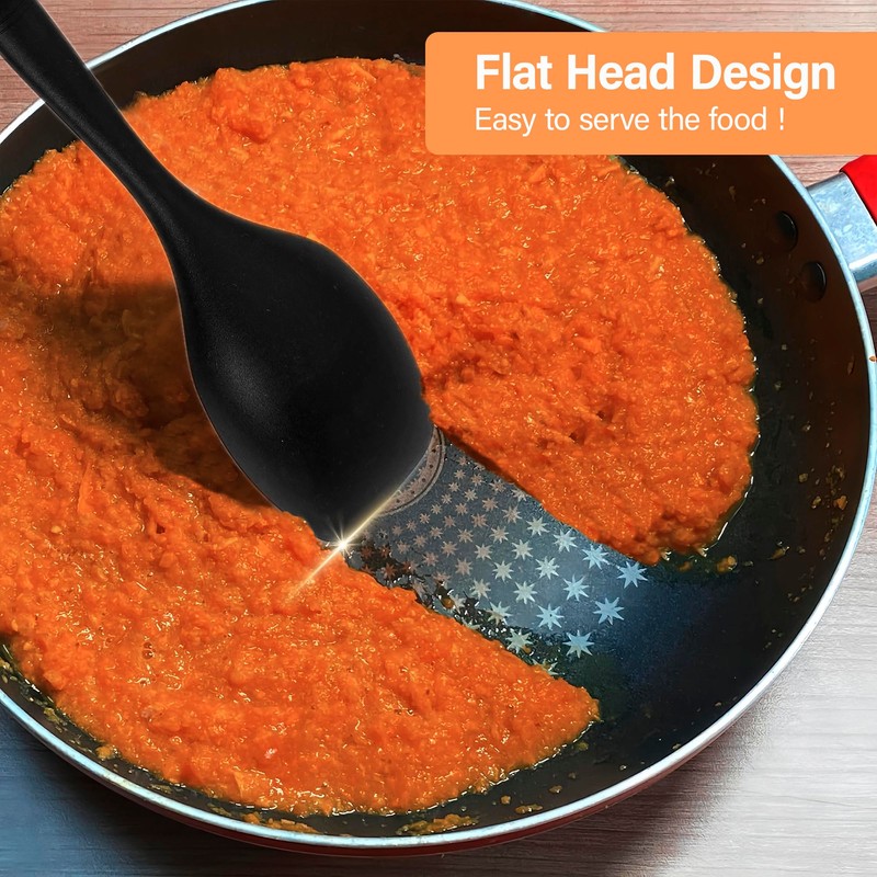 Large Silicone Cooking Spoon Set, 2 Pack Solid Slotted Spoon